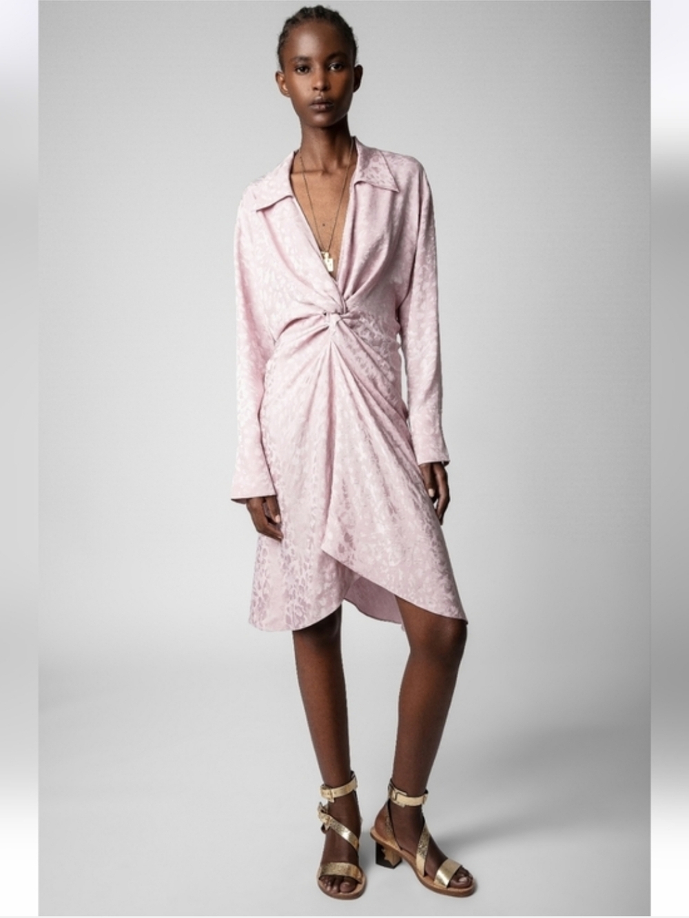 Zadig And Voltaire 100% Silk Rozo Jacquard Leopard Print Lilac dress Size XS - Picture 5 of 16